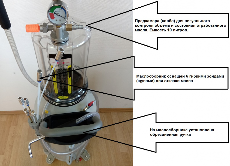 Маслоборник 80л. Воронка+предкамера+6 щупов, ES-2097